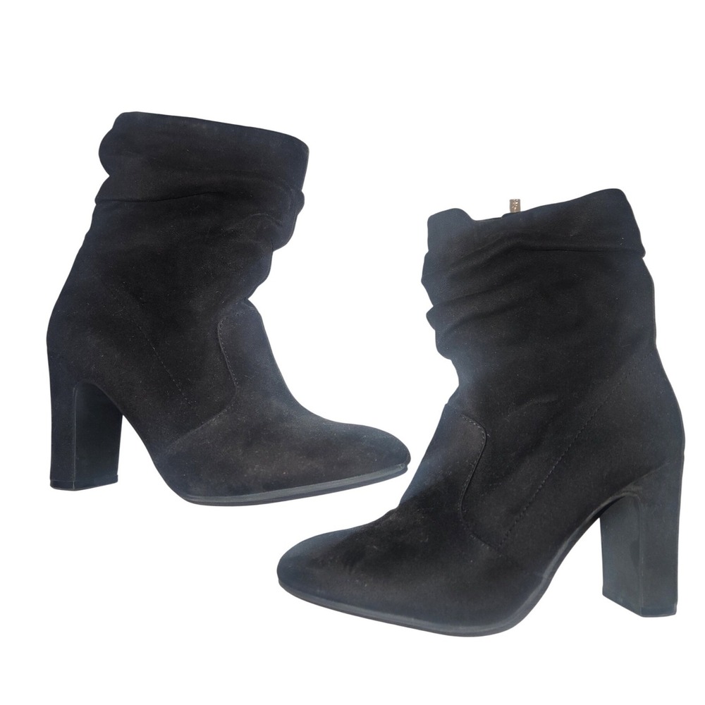 Jessica Simpson Ryenha Black Suede Slouchy Block Heel Ankle Boots Size 9M 40